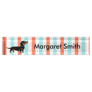 Black and Tan Smooth Haired Dachshund Nameplate