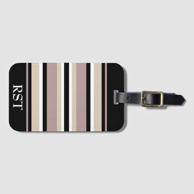 Black and Tan Stripes Luggage Tag (Front Horizontal)