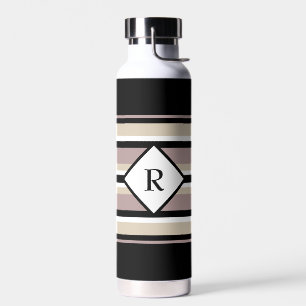 Black and Tan Stripes Water Bottle