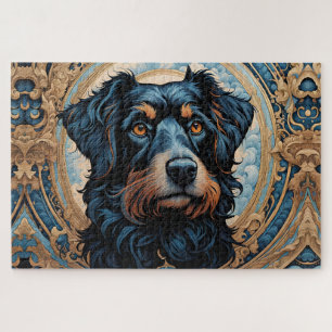 Black and Tan Terrier Portrait Jigsaw Puzzle