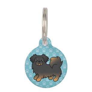Black And Tan Tibetan Spaniel Cartoon Dog Pet Tag