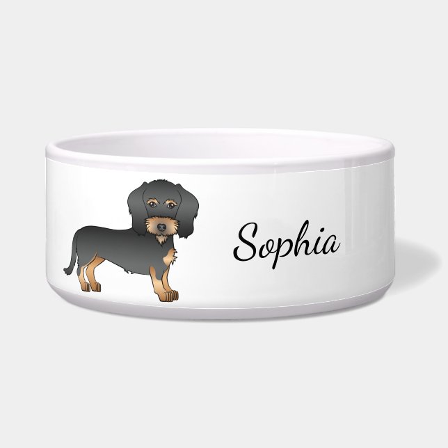 Black And Tan Wire Haired Dachshund Dog & Name (Front)