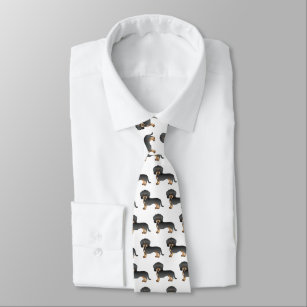 Black And Tan Wire Haired Dachshund Dog Pattern Tie