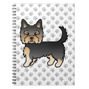 Black And Tan Yorkshire Terrier Cartoon Dog & Paws Notebook