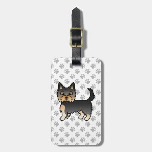 Black And Tan Yorkshire Terrier Dog & Custom Text Luggage Tag
