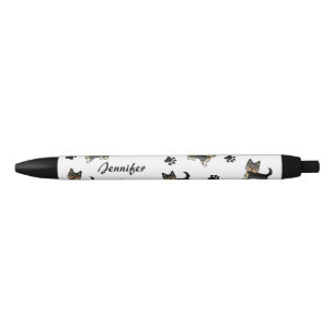 Black And Tan Yorkshire Terrier With Paws & Name Ink Pen