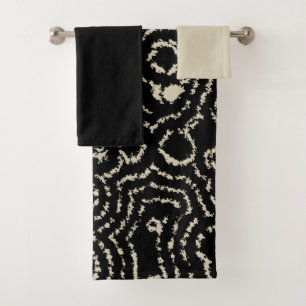 Black and Taupe  Bath Towel Set