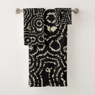Black and Taupe  Bath Towel Set