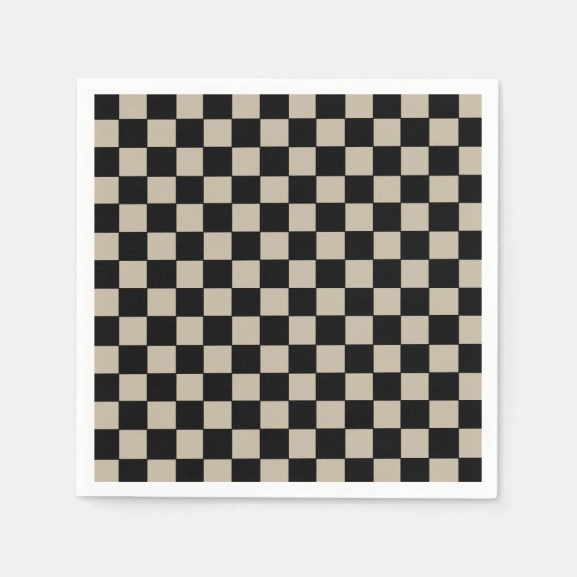 Black and Taupe Checkered Napkin (Front)