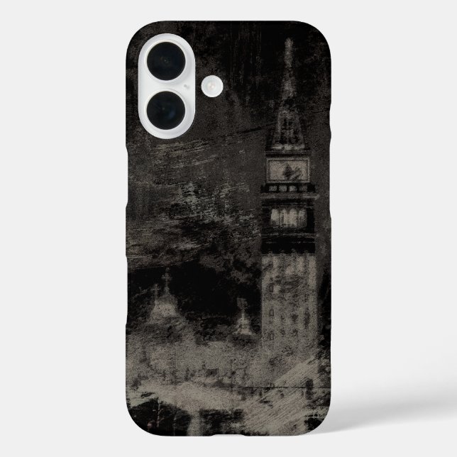 Black and Taupe Distressed Skyline Venice Italy Case-Mate iPhone Case (Back)