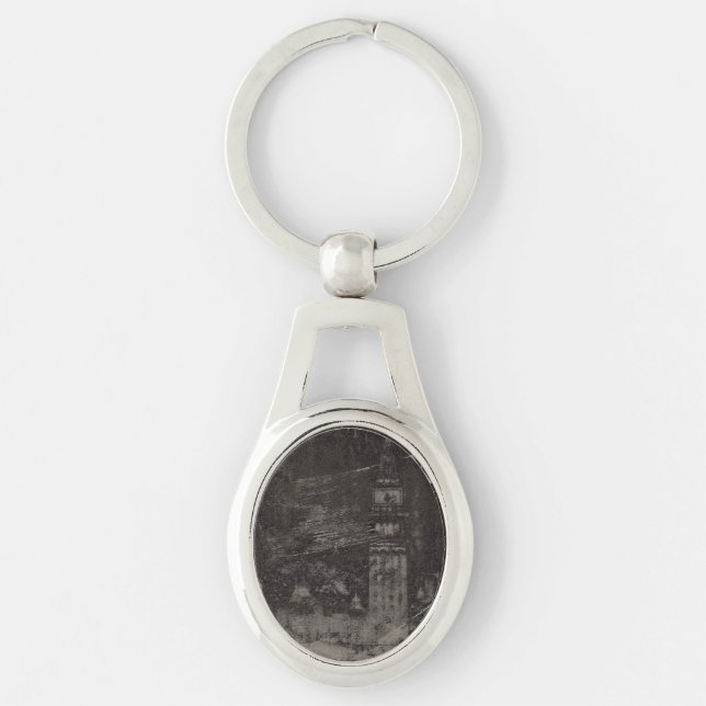 Black and Taupe Distressed Skyline Venice Italy Key Ring (Front)