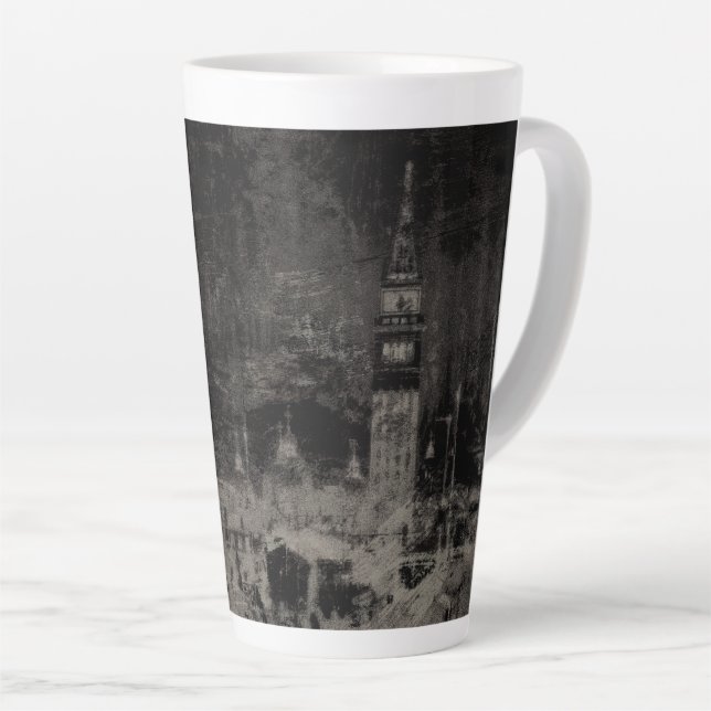 Black and Taupe Distressed Skyline Venice Italy Latte Mug (Right Angle)