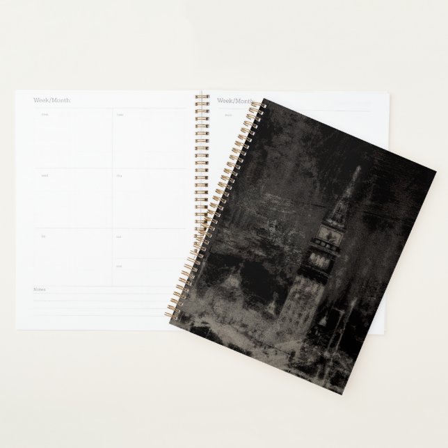 Black and Taupe Distressed Skyline Venice Italy Planner (Display)