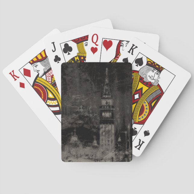 Black and Taupe Distressed Skyline Venice Italy Playing Cards (Back)