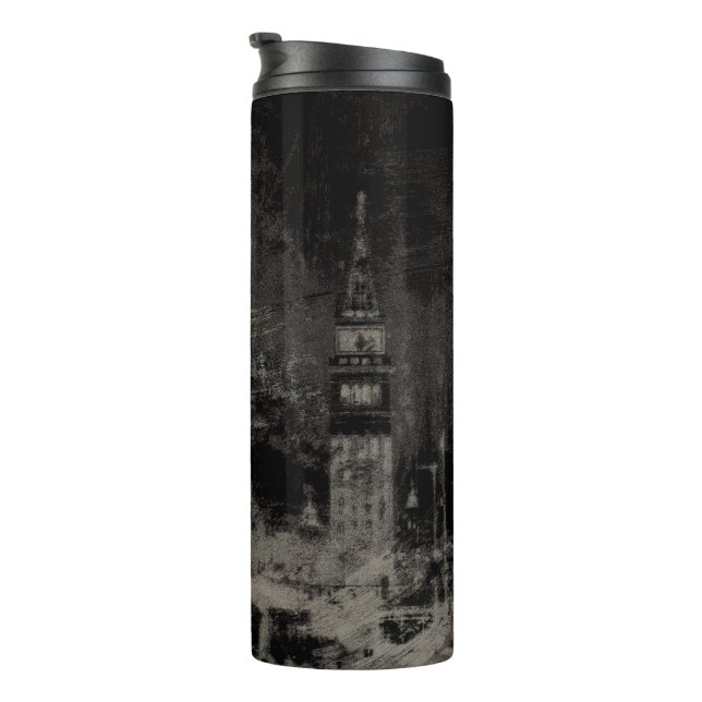 Black and Taupe Distressed Skyline Venice Italy Thermal Tumbler (Rotated Right)