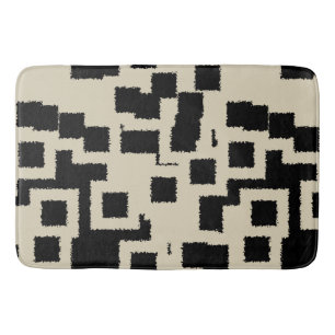Black and Taupe squares  Bath Mat