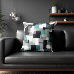 Black and Teal Abstract Pattern Cushion