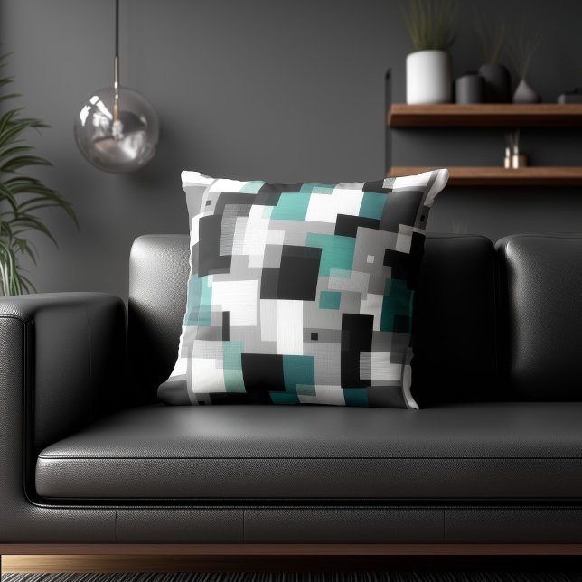 Black and Teal Abstract Pattern Cushion (Creator Uploaded)