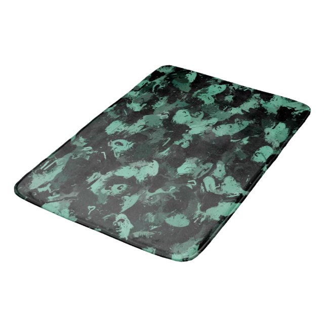 Black and Teal Bath Mat (Angled)