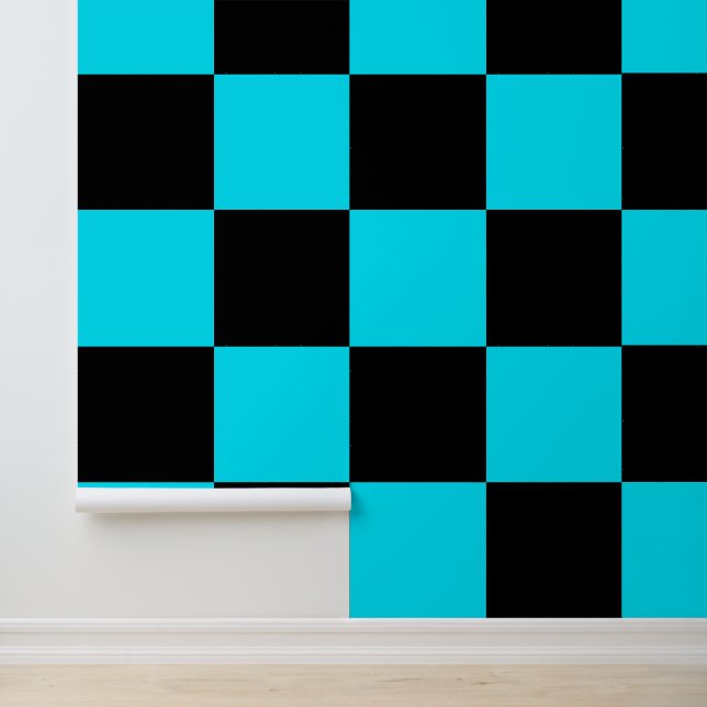 Black and Teal Blue Check Wallpaper - Custom Colou (Application)