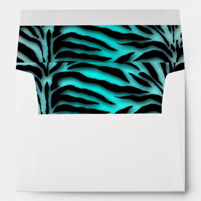 Black and Teal Blue Zebra Envelopes (Back (Bottom))