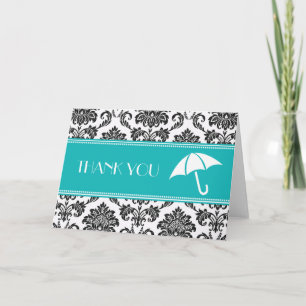 Black and Teal Bridal Shower Thank You Card