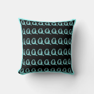 Black and teal CATS  modern  pillow