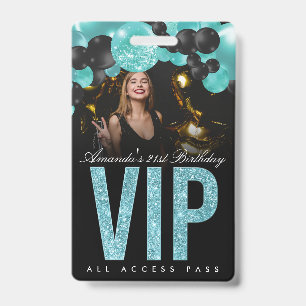 Black and Teal Customisable VIP All Access Badge ID Badge