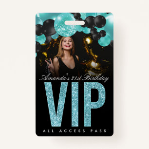 Black and Teal Customisable VIP All Access Badge ID Badge