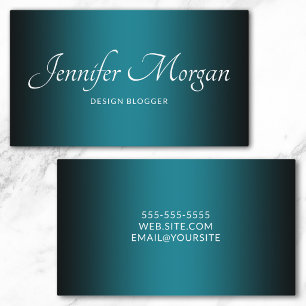 Black and Teal Elegant Ombre Business Card