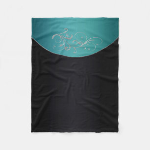Black and Teal Fleece Throw Blanket