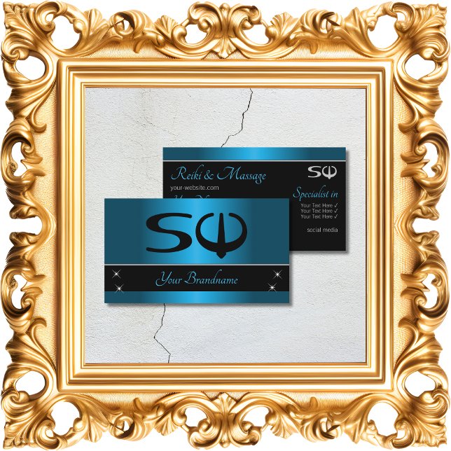Black and Teal Gradient with Initials Professional Business Card (Creator Uploaded)