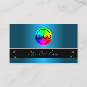 Black and Teal Gradient with Logo Professional Business Card
