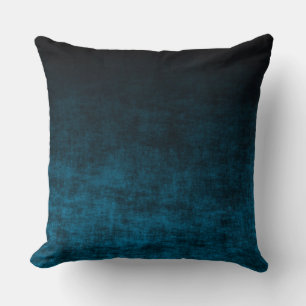 Black and Teal Grunge Ombre Texture Cushion