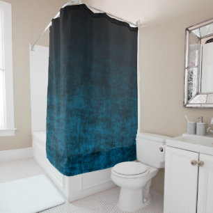 Black and Teal Grunge Ombre Texture Shower Curtain