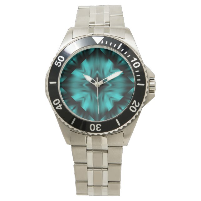 Black and Teal Kaleidoscope Design Watch (Front)