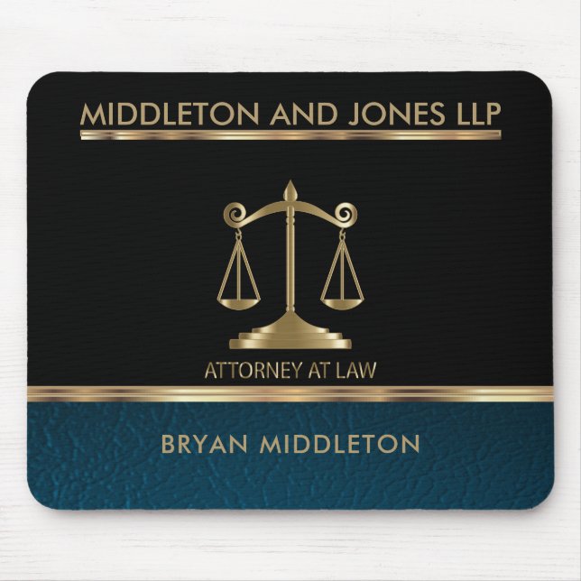 Black and Teal Leather Law Firm Designs Mouse Mat (Front)