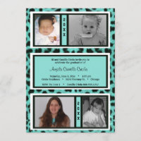 Black and Teal Leopard Photo Graduation Invite