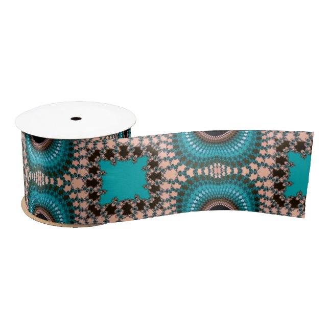Black and teal Moroccan style ribbon Satin Ribbon (Spool)