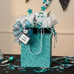 Black and teal Musical  Medium Gift Bag