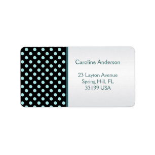 Black and teal polka dots Address Label