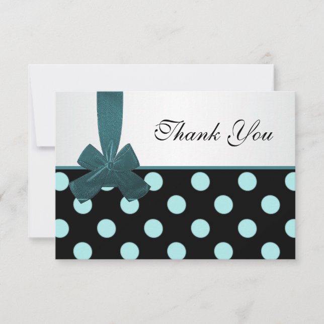 Black and teal polka dots Thank You (Front)