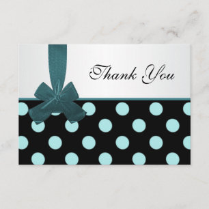 Black and teal polka dots Thank You Card