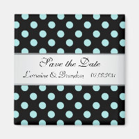 Black and teal Polka dots Wedding Save the Date