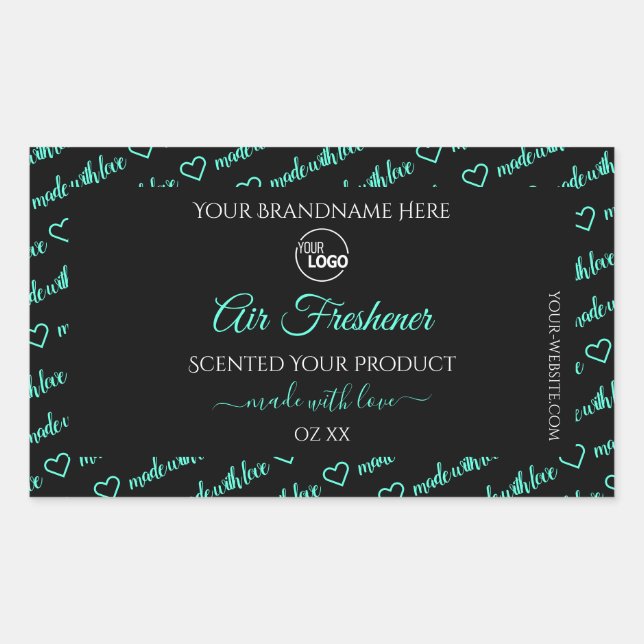 Black and Teal Word Cloud Product Labels with Logo (Front)