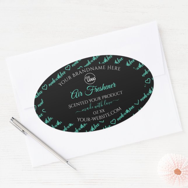Black and Teal Word Cloud Product Labels with Logo (Envelope)
