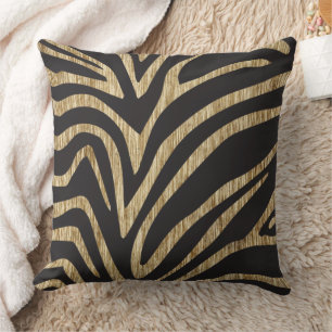 Black and Textured Off White Zebra  Cushion