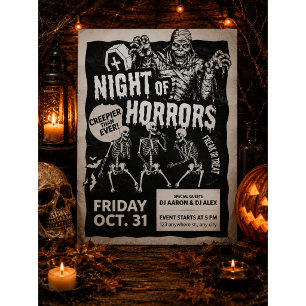 Black and Trendy Vintage Halloween Invitation