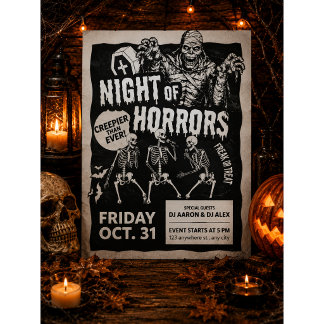 Black and Trendy Vintage Halloween Invitation