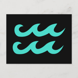 Black and Turquoise Aquarius Symbol Postcard